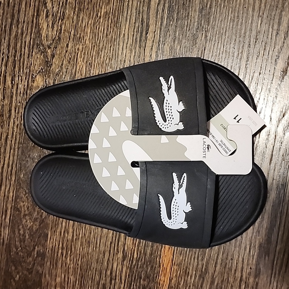 NEW Mens Black Lacoste Slide, Size 11
